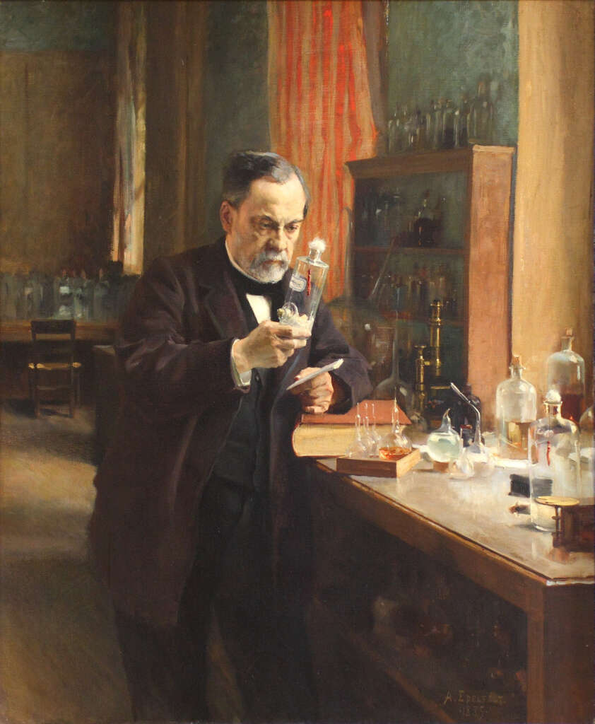 Estudio de microbiología de Louis Pasteur. Dominio propio.